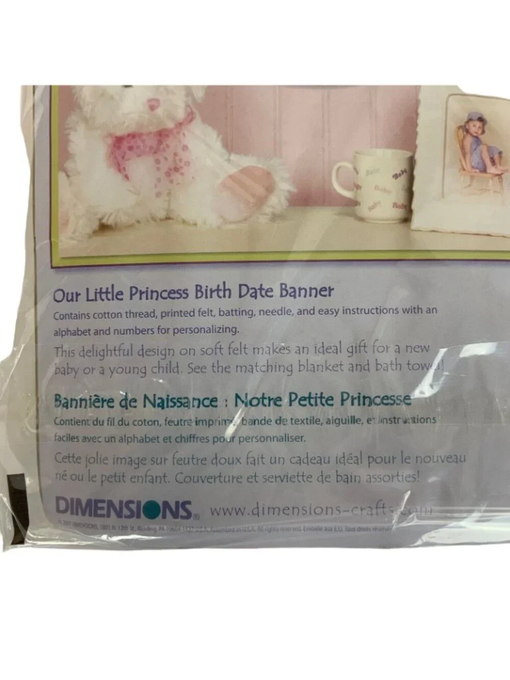 Dimensions Lil Tots Felt Appliqué Our Little Princess Birth Date Banner Kit